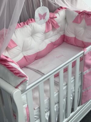 PEPPIbambini ROYAL White Pink Amira Biancheria da letto per bambini 11 pezzi, 100% Cotone con Ricamo - immagine 3