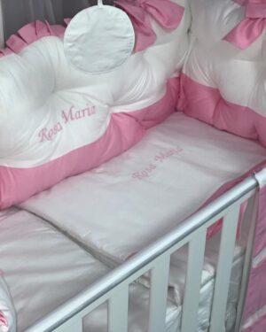 PEPPIbambini ROYAL White Pink Rosa Biancheria da letto per bambini 11 pezzi, 100% Cotone con Ricamo - immagine 3