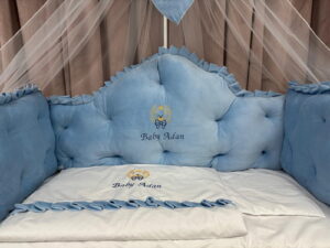 PEPPIbambini ROYAL Velvet Blue Biancheria da letto per bambini 11 pezzi, 100% Cotone con Ricamo - immagine 7