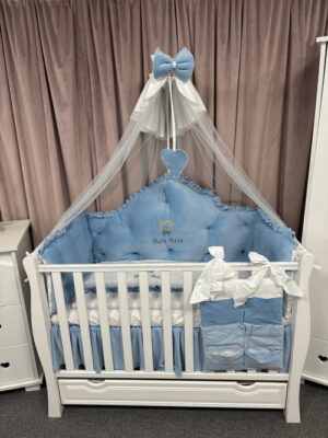 PEPPIbambini ROYAL Velvet Blue Biancheria da letto per bambini 11 pezzi, 100% Cotone con Ricamo - immagine 3