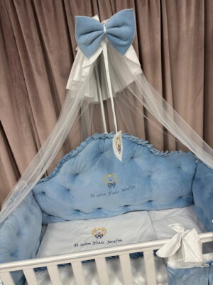 PEPPIbambini ROYAL Velvet Blue da letto per bambini 11 pezzi, 100% Cotone con Ricamo - immagine 7