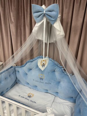 PEPPIbambini ROYAL Velvet Blue da letto per bambini 11 pezzi, 100% Cotone con Ricamo - immagine 6