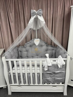 PEPPIbambini ROYAL Grey Biancheria da letto per bambini 11 pezzi, 100% Cotone con Ricamo - immagine 6