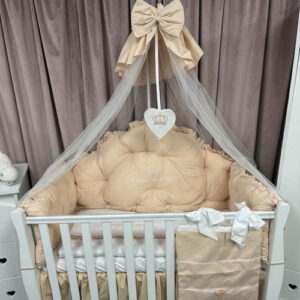PEPPIbambini ROYAL White Beige Biancheria da letto per bambini 11 pezzi, 100% Cotone con Ricamo - immagine 7