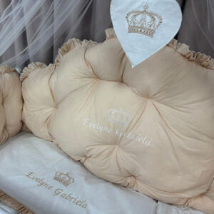 PEPPIbambini ROYAL White Beige Biancheria da letto per bambini 11 pezzi, 100% Cotone con Ricamo - immagine 2