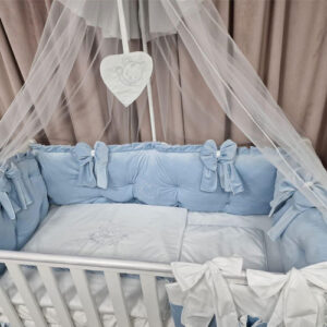PEPPIbambini ROYAL Velvet Blue Biancheria da letto per bambini 11 pezzi, 100% Cotone con Ricamo - immagine 3