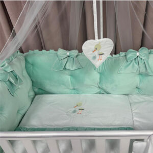 PEPPIbambini ROYAL Mint Velvet Biancheria da letto per bambini 11 pezzi, 100% Cotone con Ricamo - immagine 2