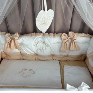 PEPPIbambini ROYAL White Beige Biancheria da letto per bambini 11 pezzi, 100% Cotone con Ricamo - immagine 3