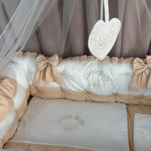 PEPPIbambini ROYAL White Beige Biancheria da letto per bambini 11 pezzi, 100% Cotone con Ricamo - immagine 2