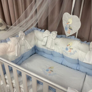 PEPPIbambini ROYAL White Blue Biancheria da letto per bambini 11 pezzi, 100% Cotone con Ricamo - immagine 2