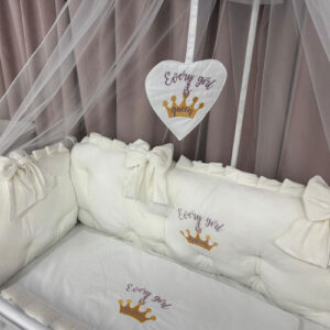 PEPPIbambini ROYAL White Velvet Biancheria da letto per bambini 11 pezzi, 100% Cotone con Ricamo - immagine 6
