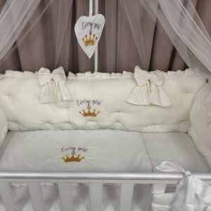 PEPPIbambini ROYAL White Velvet Biancheria da letto per bambini 11 pezzi, 100% Cotone con Ricamo - immagine 4