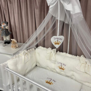 PEPPIbambini ROYAL White Velvet Biancheria da letto per bambini 11 pezzi, 100% Cotone con Ricamo - immagine 3