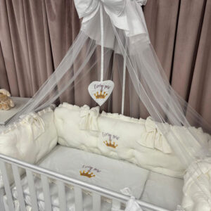 PEPPIbambini ROYAL White Velvet Biancheria da letto per bambini 11 pezzi, 100% Cotone con Ricamo - immagine 2
