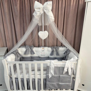 PEPPIbambini ROYAL White Grey Biancheria da letto per bambini 11 pezzi, 100% Cotone con Ricamo - immagine 8
