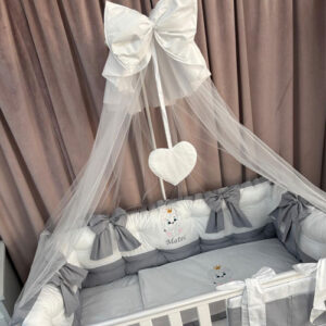 PEPPIbambini ROYAL White Grey Biancheria da letto per bambini 11 pezzi, 100% Cotone con Ricamo - immagine 7