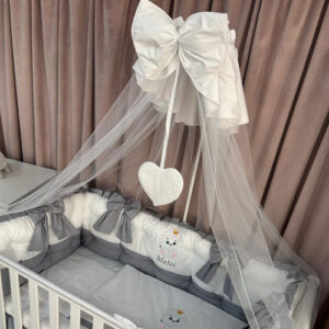 PEPPIbambini ROYAL White Grey Biancheria da letto per bambini 11 pezzi, 100% Cotone con Ricamo - immagine 5