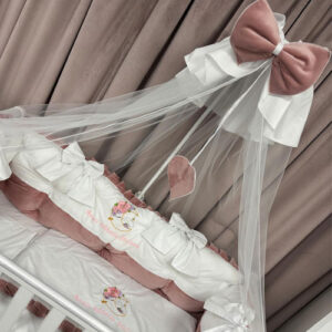 PEPPIbambini ROYAL White Pink Velvet Biancheria da letto per bambini 11 pezzi, 100% Cotone con Ricamo - immagine 6