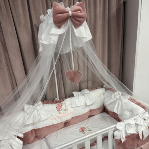 PEPPIbambini ROYAL White Pink Velvet Biancheria da letto per bambini 11 pezzi, 100% Cotone con Ricamo - immagine 4
