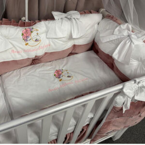 PEPPIbambini ROYAL White Pink Velvet Biancheria da letto per bambini 11 pezzi, 100% Cotone con Ricamo - immagine 2