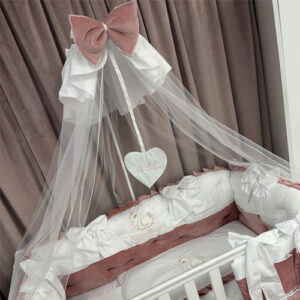 PEPPIbambini ROYAL White Pink Velvet Biancheria da letto per bambini 11 pezzi, 100% Cotone con Ricamo - immagine 4
