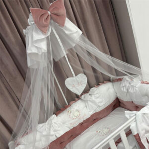 PEPPIbambini ROYAL White Pink Velvet Biancheria da letto per bambini 11 pezzi, 100% Cotone con Ricamo - immagine 3