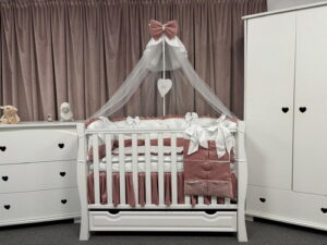 PEPPIbambini ROYAL White Pink Velvet Biancheria da letto per bambini 11 pezzi, 100% Cotone con Ricamo - immagine 10