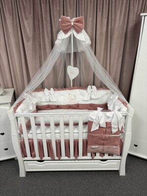 PEPPIbambini ROYAL White Pink Velvet Biancheria da letto per bambini 11 pezzi, 100% Cotone con Ricamo - immagine 8
