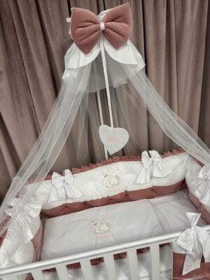 PEPPIbambini ROYAL White Pink Velvet Biancheria da letto per bambini 11 pezzi, 100% Cotone con Ricamo - immagine 7