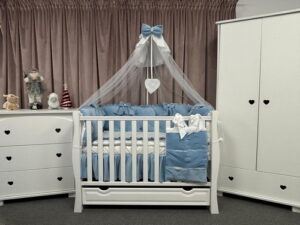 PEPPIbambini ROYAL Blue Velvet Biancheria da letto per bambini 11 pezzi, 100% Cotone con Ricamo