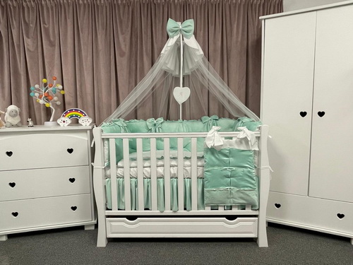 PEPPIbambini ROYAL Mint Velvet Biancheria da letto per bambini 11 pezzi, 100% Cotone con Ricamo
