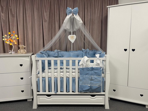 PEPPIbambini ROYAL Blue Velvet Biancheria da letto per bambini 11 pezzi, 100% Cotone con Ricamo