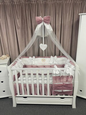 PEPPIbambini ROYAL White Pink Velvet Biancheria da letto per bambini 11 pezzi, 100% Cotone con Ricamo - immagine 9