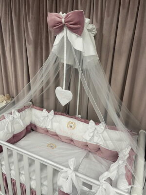 PEPPIbambini ROYAL White Pink Velvet Biancheria da letto per bambini 11 pezzi, 100% Cotone con Ricamo - immagine 7