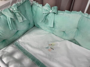 PEPPIbambini ROYAL Mint Velvet Biancheria da letto per bambini 11 pezzi, 100% Cotone con Ricamo - immagine 4