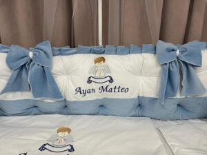 PEPPIbambini ROYAL White Blue Velvet Biancheria da letto per bambini 11 pezzi, 100% Cotone con Ricamo - immagine 6