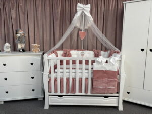 PEPPIbambini ROYAL White Pink Velvet Biancheria da letto per bambini 11 pezzi, 100% Cotone con Ricamo - immagine 10
