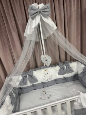 PEPPIbambini ROYAL White Grey Biancheria da letto per bambini 11 pezzi, 100% Cotone con Ricamo - immagine 8