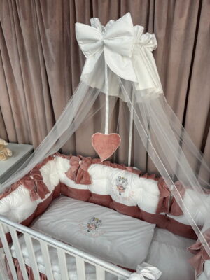 PEPPIbambini ROYAL White Pink Velvet Biancheria da letto per bambini 11 pezzi, 100% Cotone con Ricamo - immagine 7