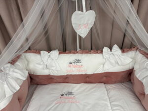 PEPPIbambini ROYAL White Pink Velvet Biancheria da letto per bambini 11 pezzi, 100% Cotone con Ricamo - immagine 4