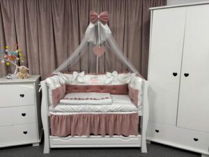 PEPPIbambini ROYAL White Pink Velvet Biancheria da letto per bambini 11 pezzi, 100% Cotone con Ricamo - immagine 2