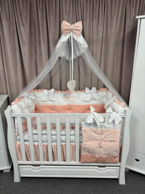 PEPPIbambini ROYAL White Somon Velvet Biancheria da letto per bambini 11 pezzi, 100% Cotone con Ricamo - immagine 6