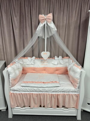 PEPPIbambini ROYAL White Somon Velvet Biancheria da letto per bambini 11 pezzi, 100% Cotone con Ricamo - immagine 3