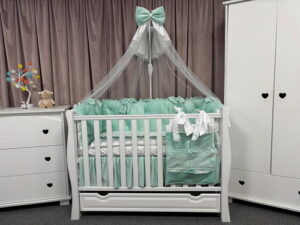 PEPPIbambini ROYAL Mint Velvet Biancheria da letto per bambini 11 pezzi, 100% Cotone con Ricamo