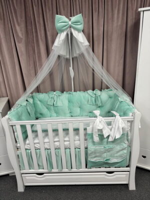 PEPPIbambini ROYAL Mint Velvet Biancheria da letto per bambini 11 pezzi, 100% Cotone con Ricamo - immagine 8