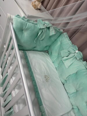 PEPPIbambini ROYAL Mint Velvet Biancheria da letto per bambini 11 pezzi, 100% Cotone con Ricamo - immagine 5