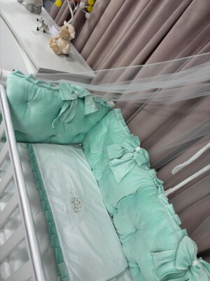 PEPPIbambini ROYAL Mint Velvet Biancheria da letto per bambini 11 pezzi, 100% Cotone con Ricamo - immagine 4