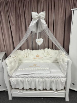PEPPIbambini ROYAL White Velvet Biancheria da letto per bambini 11 pezzi, 100% Cotone con Ricamo - immagine 8