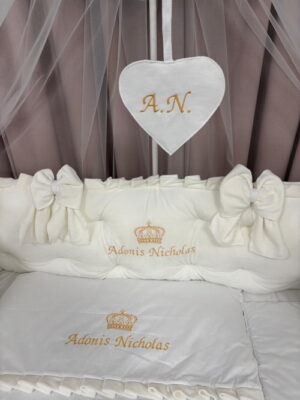 PEPPIbambini ROYAL White Velvet Biancheria da letto per bambini 11 pezzi, 100% Cotone con Ricamo - immagine 5