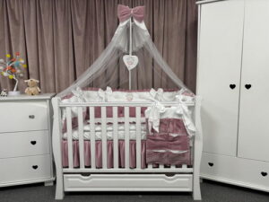 PEPPIbambini ROYAL White Pink Velvet Biancheria da letto per bambini 11 pezzi, 100% Cotone con Ricamo - immagine 13